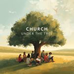 Church Under the Tree - Simplicity Church Network Church gathering under a large tree, emphasizing community and worship in an outdoor setting, with the text "Church Under the Tree" prominently displayed, reflecting themes of relational discipleship and Spirit-led gatherings.