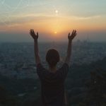 prayer coordinator training guide - Simplicity Church Network Person with raised arms in prayerful posture at sunset, overlooking a cityscape, symbolizing spiritual alignment and renewal.